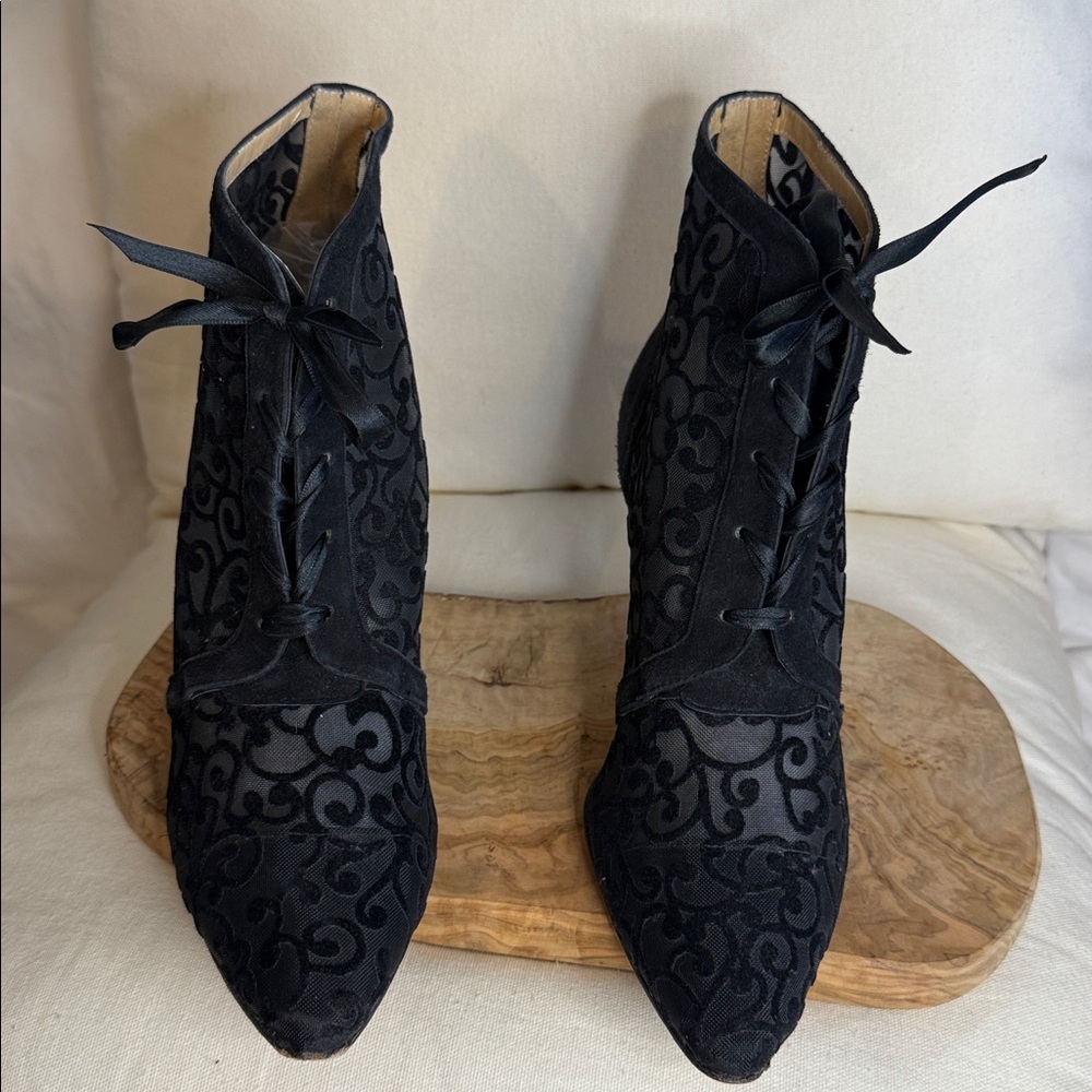 Ramon Tenza Black Patterned Ankle Booties - Picture 3 of 7